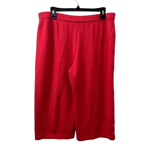 St John Santana Knit Capri Cropped Pants Pink Red Woman’s 16 - Picture 2 of 3
